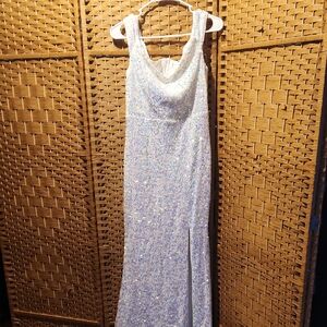 Faeriesty Elegant Fitted, Homecoming, Prom, Special Ocassion, White Sequin Dress